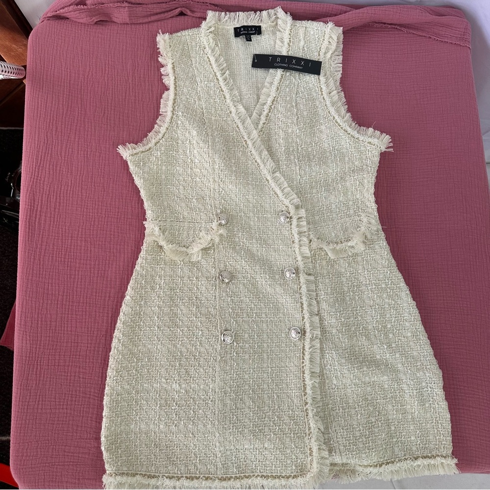 Trixxi Cream Bouclé Bodycon Dress XL NWT | Coquette LoveShackFancy Style